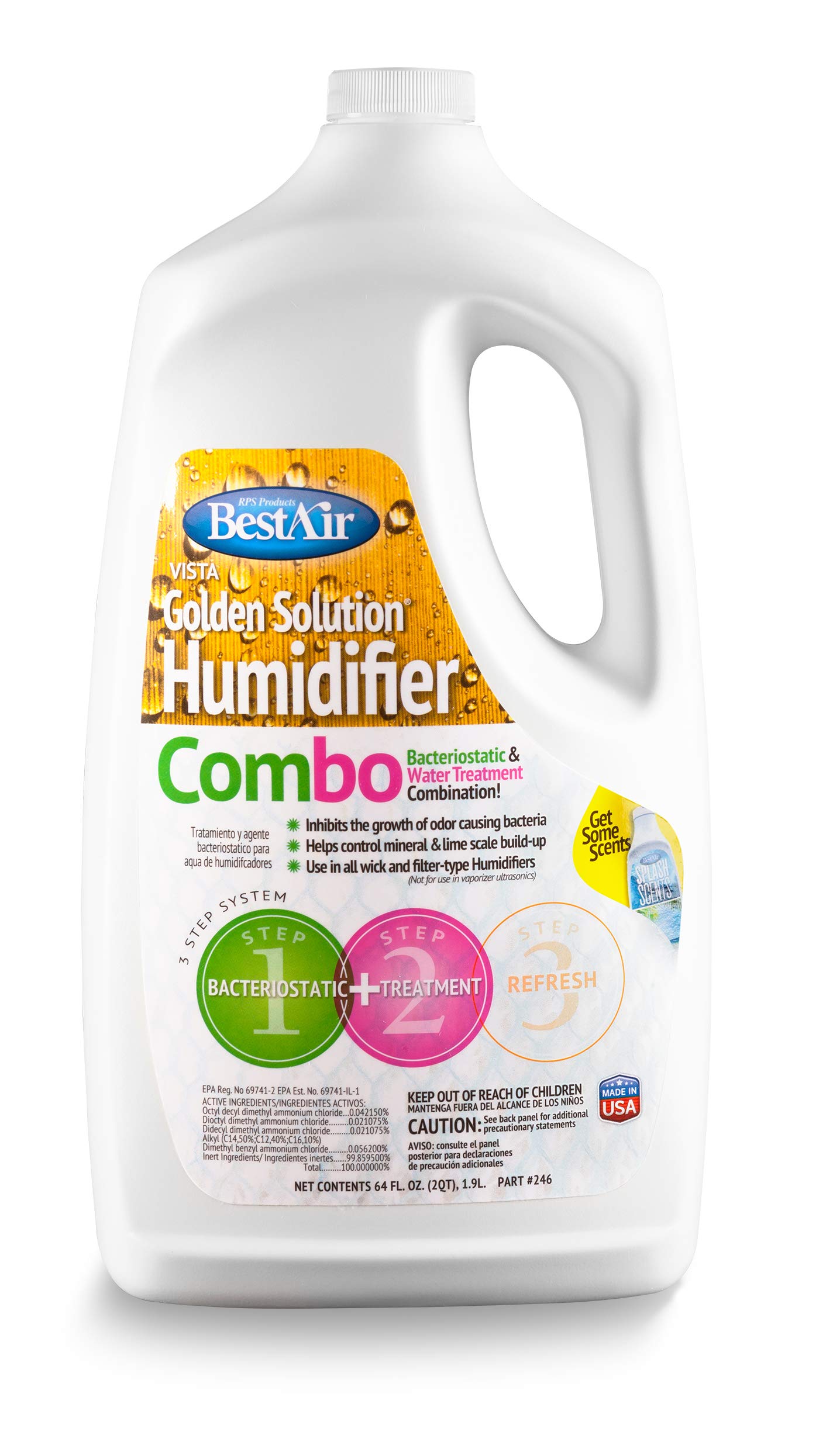 BestAir 246-PDQ-6 Golden Solutions Humidifier Bacteriostatic & Water Treatment Combo, 64 fl oz, 6 Pack , White