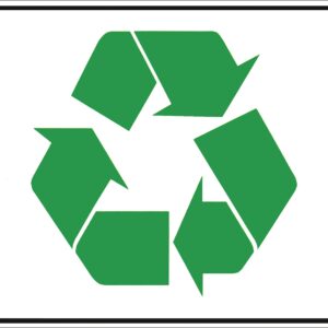 Green Recycle Symbol Sticker 7.5 x 10.75 in. Encourage Recycling. Weather Resistant.