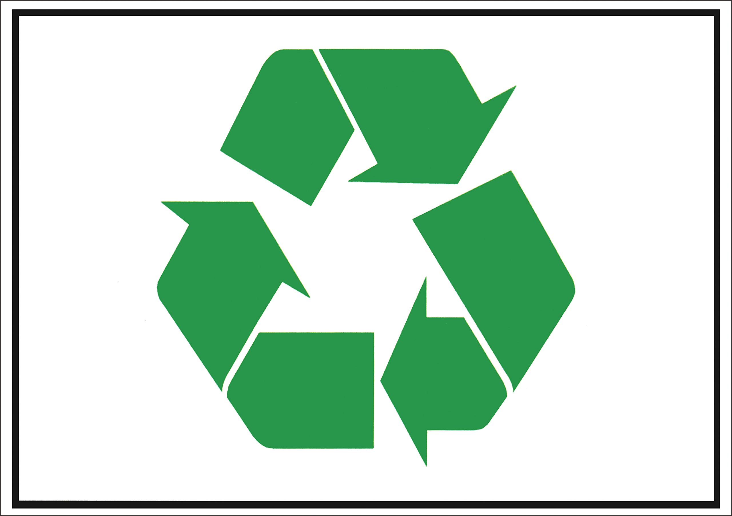 Green Recycle Symbol Sticker 7.5 x 10.75 in. Encourage Recycling. Weather Resistant.