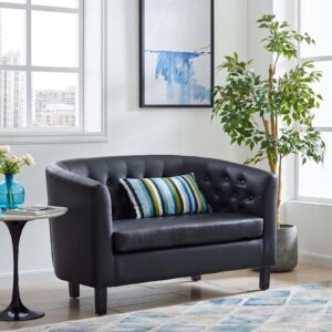 Modway Prospect Upholstered Contemporary Modern Loveseat In Black Faux Leather