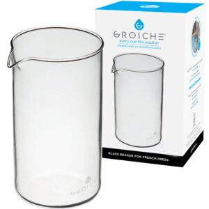 grosche borosilicate 3.3 glass universal replacement beaker for french coffee and tea press makers, 51 fl oz, large