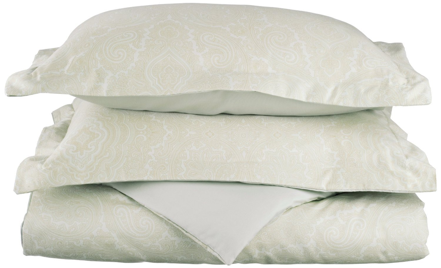 Cotton Blend Soft, Wrinkle Resistant 2-Piece Twin Duvet Cover Set, Paisley, White