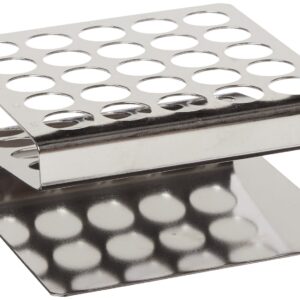 Globe Scientific 457200 Stainless Steel "Z" Shape Tube Rack, 16/17mm Tubes, 25-Place