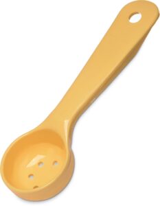 carlisle foodservice products 492304 perforated short handle portion control spoon, 1 oz, yellow