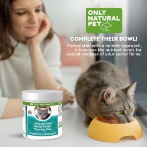 ONLY NATURAL PET Ultimate Daily Senior Feline Multivitamin w/Taurine & L-Lysine – Nutritional Supplement Powder for Adult & Older Cats – Immune & Joint Support – Complete Vitamin Formula, 3.2oz