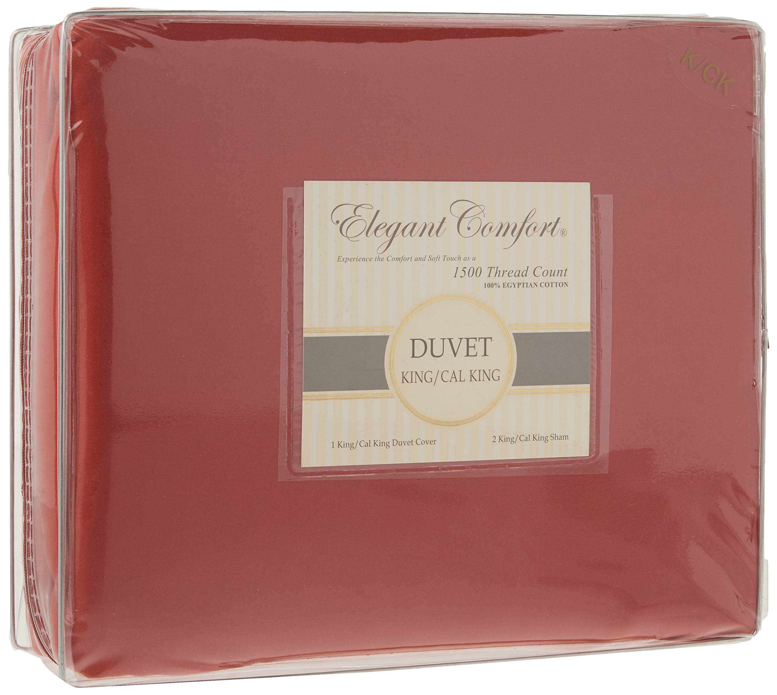 Elegant Comfort ® 1500 Thread Count - Wrinkle Resistant - Egyptian Quality 3pc Duvet Cover Set, Solid, King/Cal-King, Rust