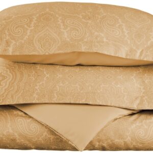 Cotton Blend Soft, Wrinkle Resistant 2-Piece Twin Duvet Cover Set, Paisley, Sand