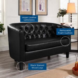 Modway Prospect Upholstered Contemporary Modern Loveseat In Black Faux Leather