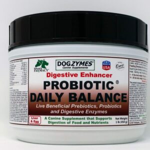 Dogzymes Probiotic Daily Balance - Supplies Nutritional Support and Live microorganisms for intestinal Well-Being as Well as enzymes for Proper Digestion. Liver and Egg Base. (1 Pound)