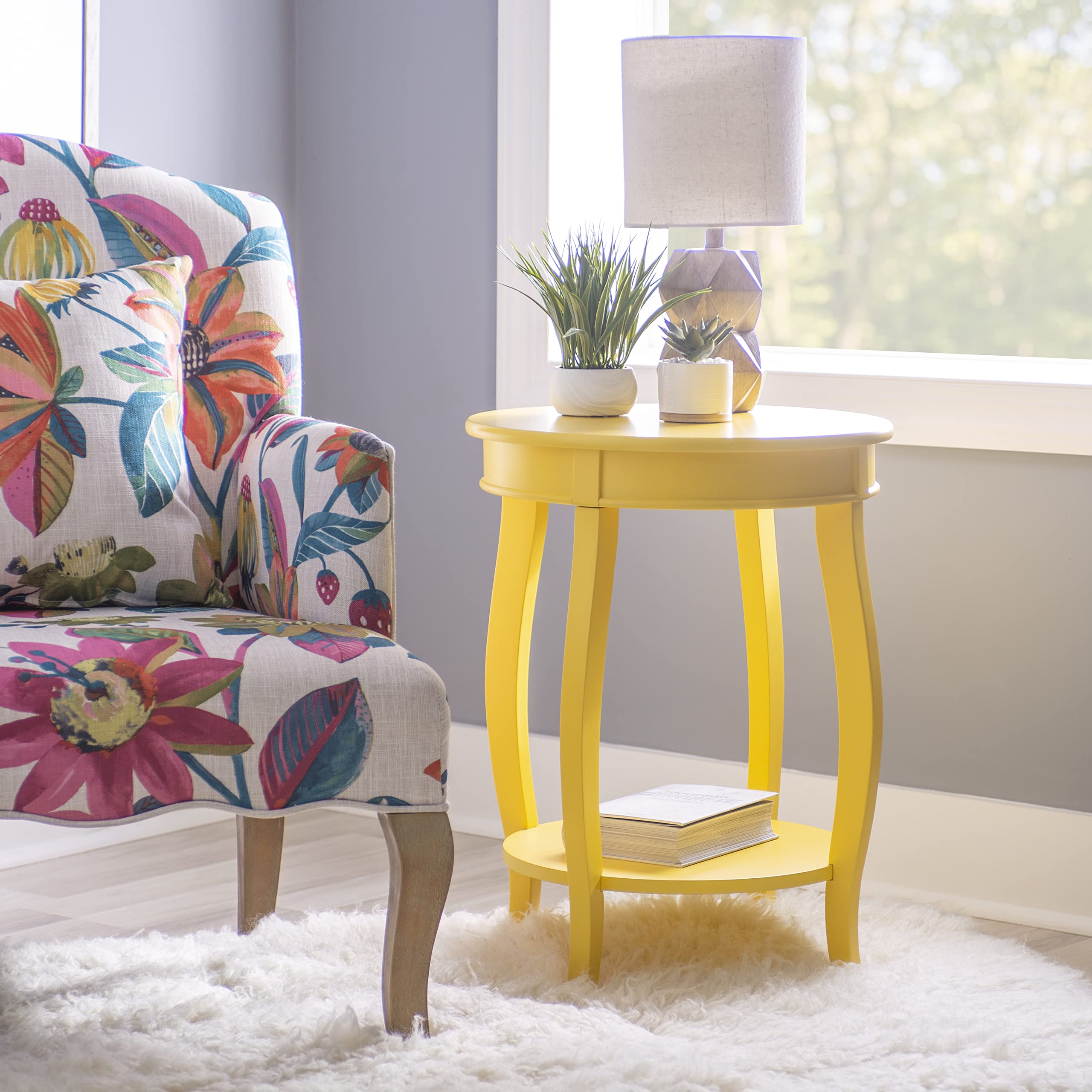 Powell Furniture Powell Round Shelf, Yellow Table