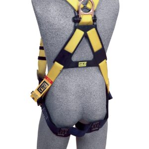 3M DBI-SALA Delta 1101254 Vest Style Harness, With Shoulder D-Rings, Tongue Buckle Legs, 420 LB Capacity, Universal, Yellow/Navy