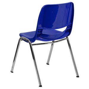 Flash Furniture HERCULES Series 880 lb. Capacity Navy Ergonomic Shell Stack Chair with Chrome Frame and 18'' Seat Height