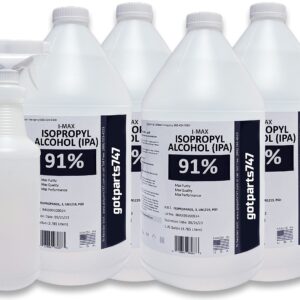 Isopropyl Alcohol - IPA 91% (4-1 Gallon) High Purity - Made in USA - Includes an Empty Trigger Spray Bottle