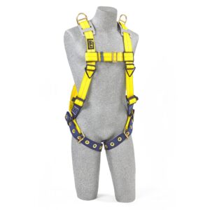 3m dbi-sala delta 1101254 vest style harness, with shoulder d-rings, tongue buckle legs, 420 lb capacity, universal, yellow/navy