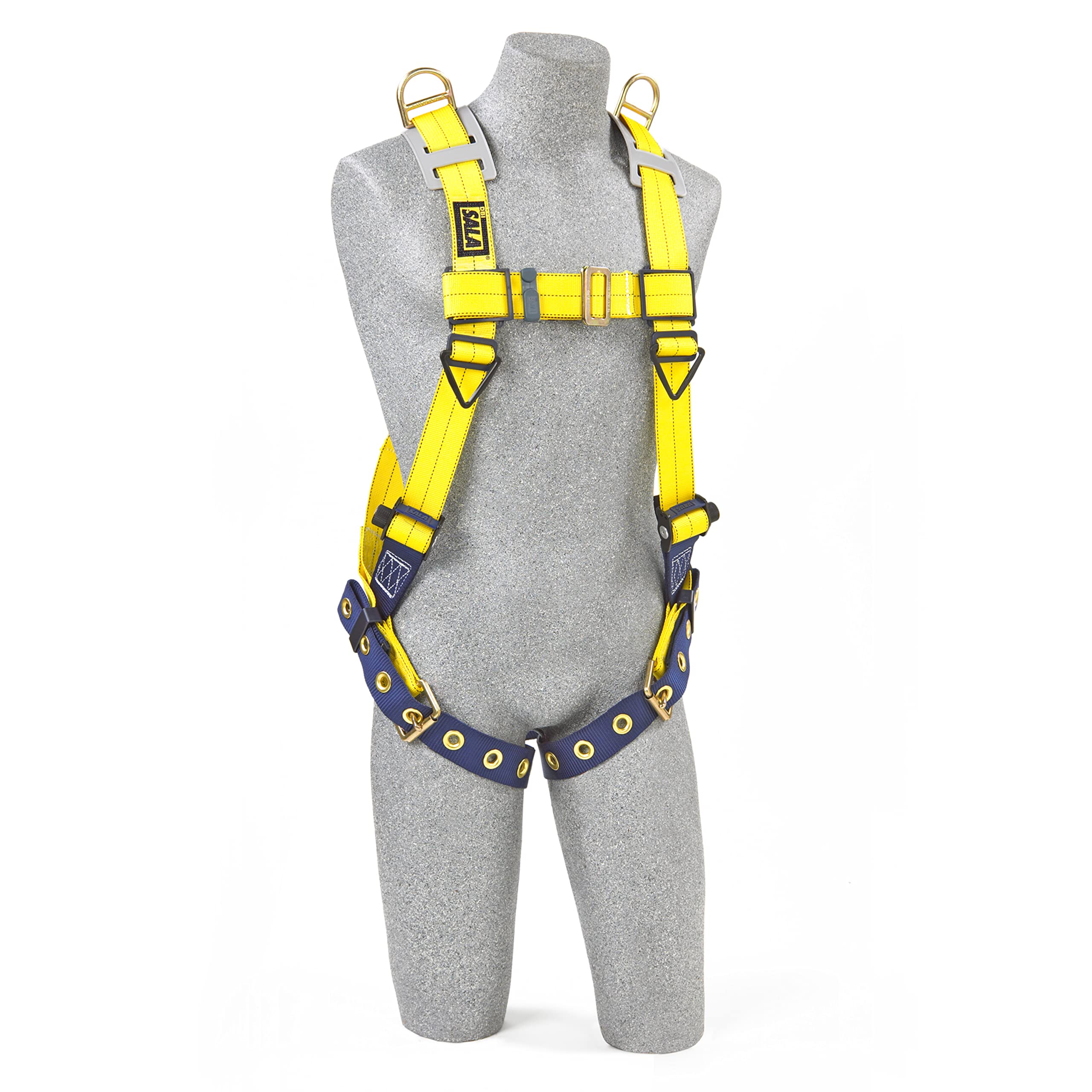 3M DBI-SALA Delta 1101254 Vest Style Harness, With Shoulder D-Rings, Tongue Buckle Legs, 420 LB Capacity, Universal, Yellow/Navy