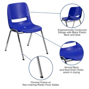 Flash Furniture HERCULES Series 880 lb. Capacity Navy Ergonomic Shell Stack Chair with Chrome Frame and 18'' Seat Height