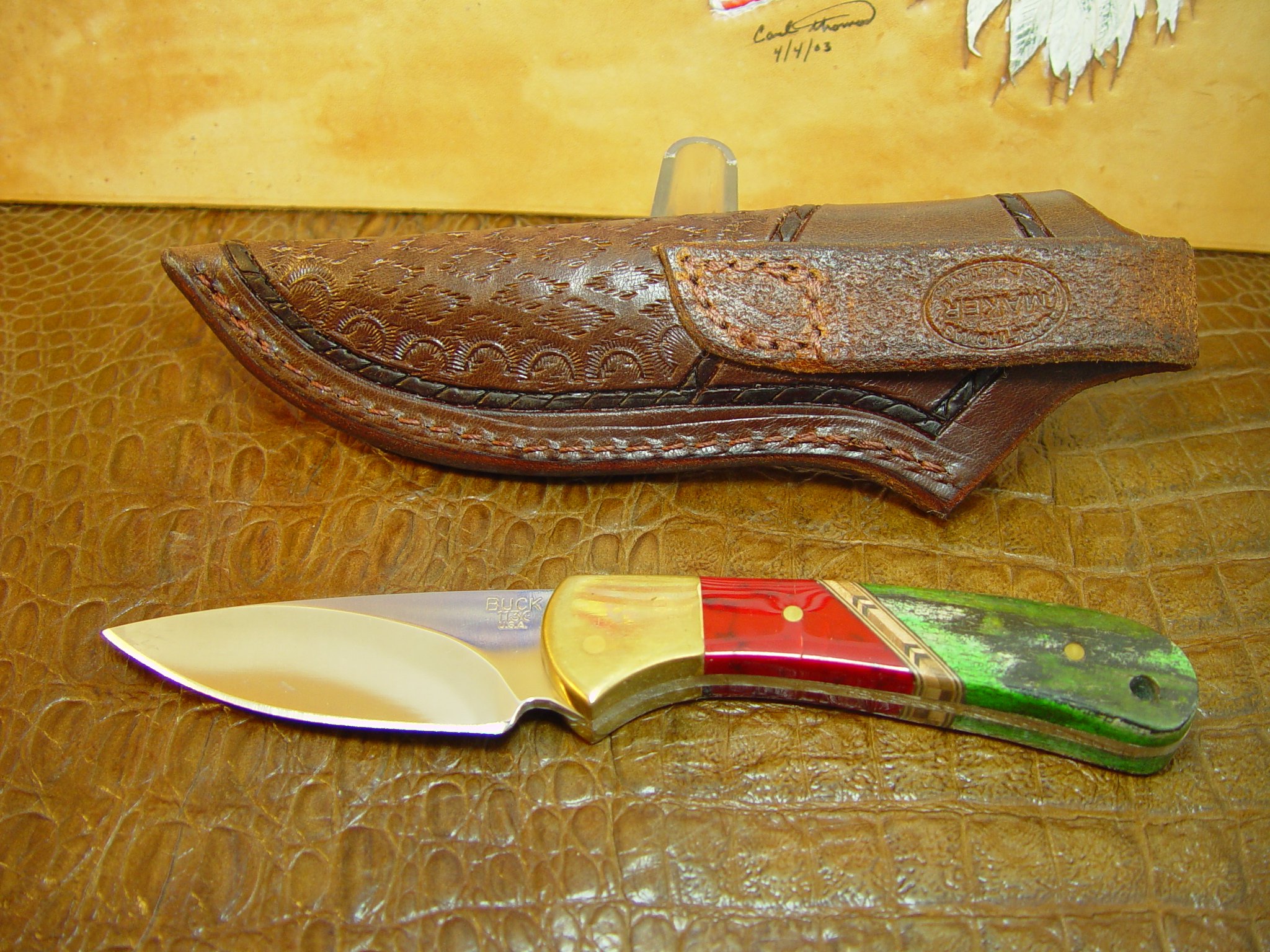 Size 7F Right Hand Carry Sheath. This Sheath Will fit a Buck 113 or schrad PH 2 Knife.