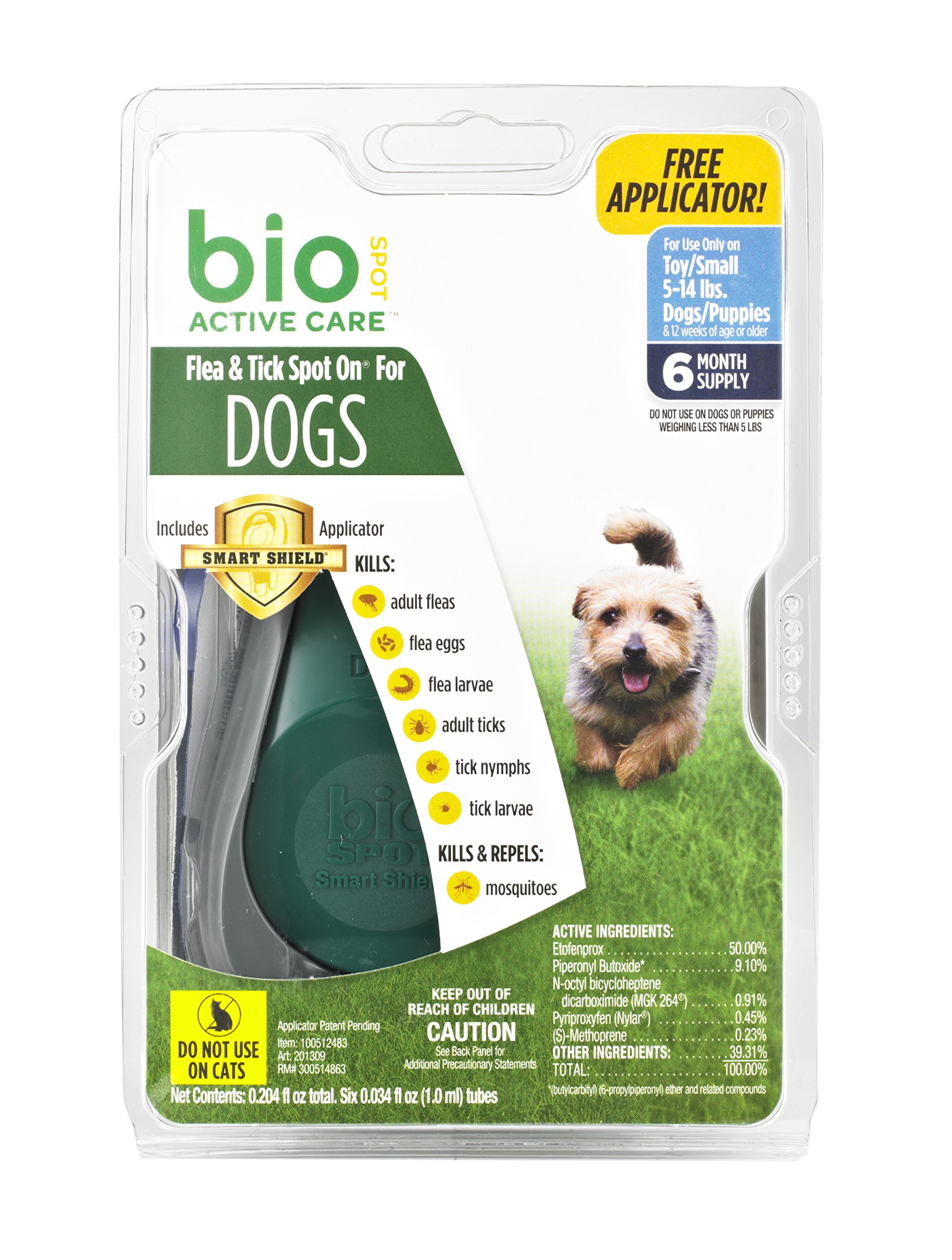 Bio Spot Active Care Flea & Tick Spot On With Applicator for Small Dogs (5-14 lbs.)