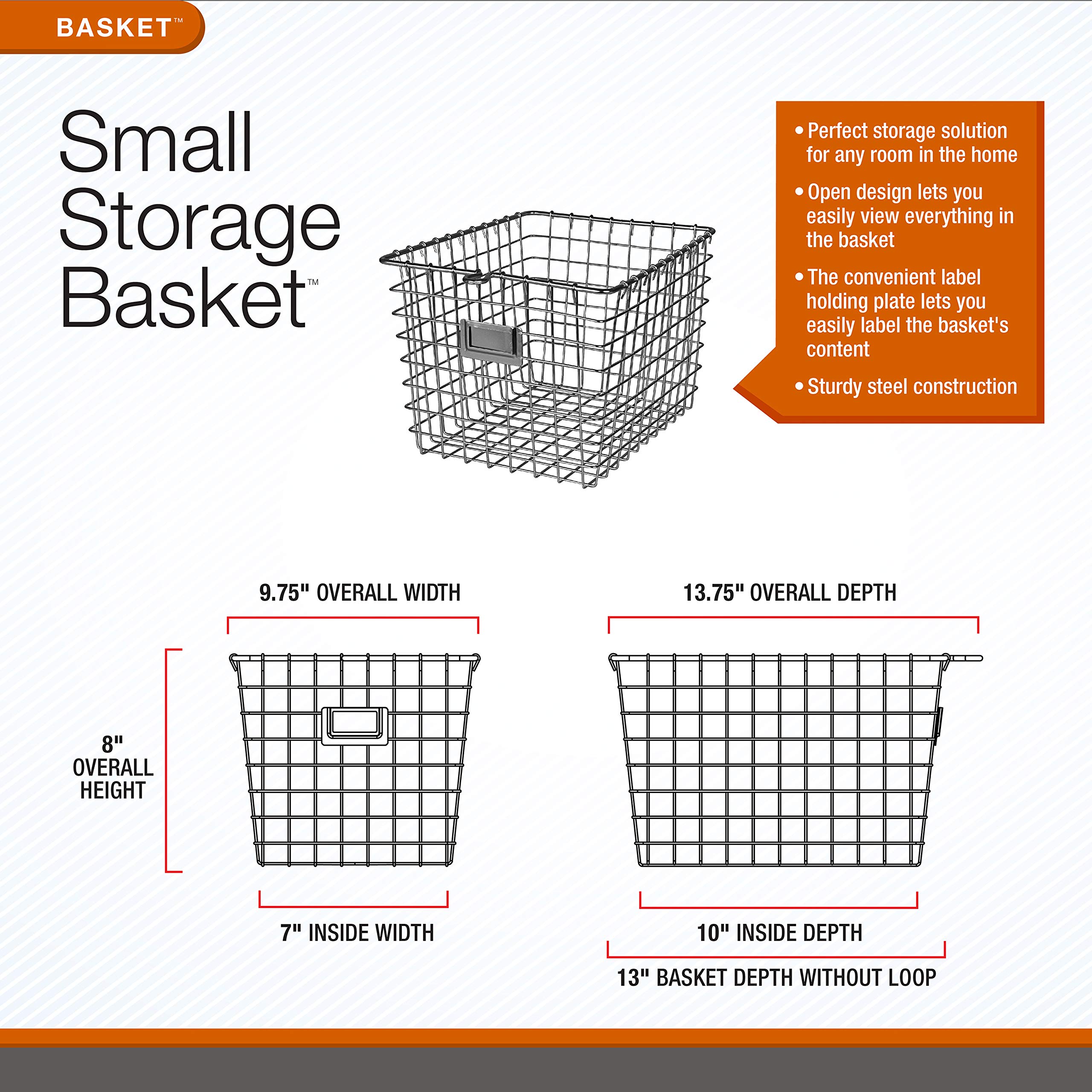 Spectrum Diversified 47970-6 Wire Storage Basket, Medium Chrome