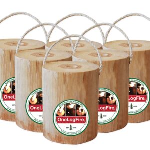 The Original OneLogFire (6) Pack | Swedish Fire Log | Swedish Torch | One Log Campfire | for Outdoor Firepit | Campfire | Bonfires | Fireplace