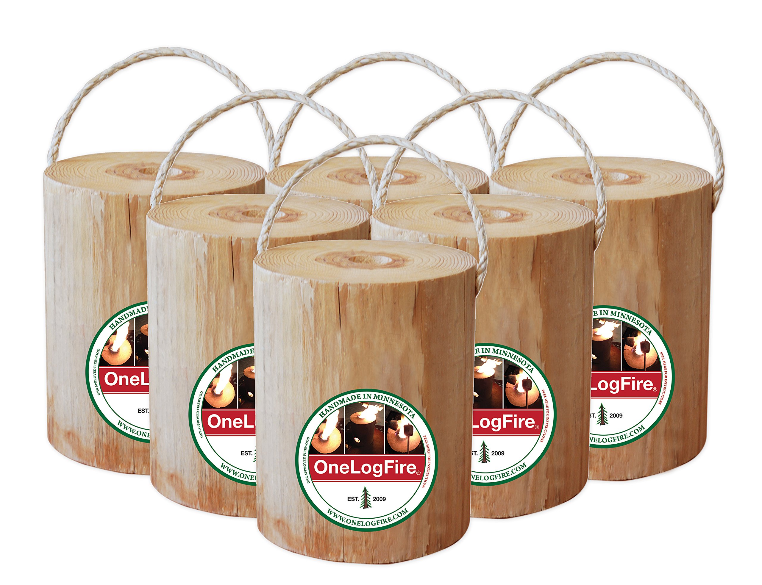 The Original OneLogFire (6) Pack | Swedish Fire Log | Swedish Torch | One Log Campfire | for Outdoor Firepit | Campfire | Bonfires | Fireplace