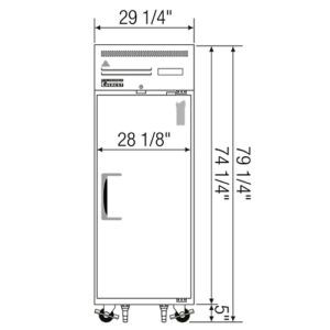 Everest Refrigeration ESR1 29-1/4' Reach-in Commercial Refrigerator with Solid Door, One Section, 23-Cubic Feet, Stainless Steel, NSF