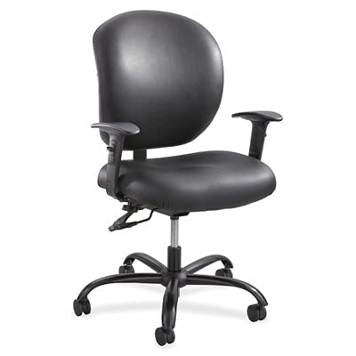 Safco Products 3391BV Alday 24-7 Ergonomic Rolling Task Chair with Vinyl Seat, Optional Arms, 500 lbs. Capacity (Sold Separately), Black