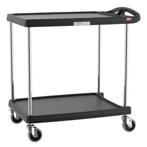 metro my2030-24bl mycart series premium plastic utility cart with 2 impact resistant polymer shelves, black, 23.4" w x 34.4" l x 35.5" h