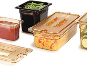 Carlisle FoodService Products Storplus Full-Size High Heat Food Pan for Catering, Buffets, and Restaurants, High Heat Plastic 2.5 Inches Deep, Amber