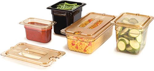 Carlisle FoodService Products Storplus Full-Size High Heat Food Pan for Catering, Buffets, and Restaurants, High Heat Plastic 2.5 Inches Deep, Amber