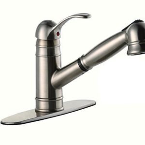 Derengge 1 or 3 Hole Pull-Out Kitchen Faucet Stainless Steel Single Handle Kitchen Sink Faucet with Deck Plate,EW-083C-BN