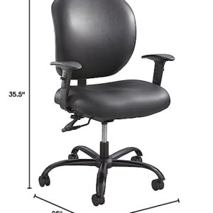 Safco Products 3391BV Alday 24-7 Ergonomic Rolling Task Chair with Vinyl Seat, Optional Arms, 500 lbs. Capacity (Sold Separately), Black