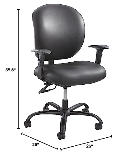 Safco Products 3391BV Alday 24-7 Ergonomic Rolling Task Chair with Vinyl Seat, Optional Arms, 500 lbs. Capacity (Sold Separately), Black