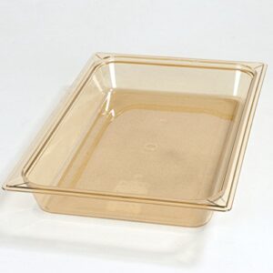 Carlisle FoodService Products Storplus Full-Size High Heat Food Pan for Catering, Buffets, and Restaurants, High Heat Plastic 2.5 Inches Deep, Amber