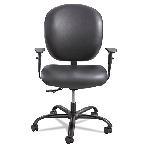 Safco Products 3391BV Alday 24-7 Ergonomic Rolling Task Chair with Vinyl Seat, Optional Arms, 500 lbs. Capacity (Sold Separately), Black