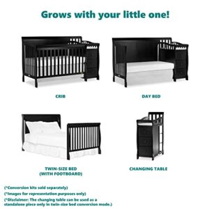 Dream On Me Casco 3-In-1 Mini Crib And Changing Table In Espresso, Convertible Crib, Made Of Pinewood, Three Position Adjustable Mattress Height Settings