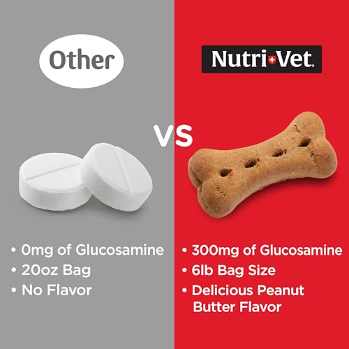 Nutri-Vet Hip & Joint Biscuits for Dogs | Tasty Dog Glucosamine Treat & Dog Joint Supplement | LARGE Biscuit with 500mg Glucosamine | 4 LB Bag