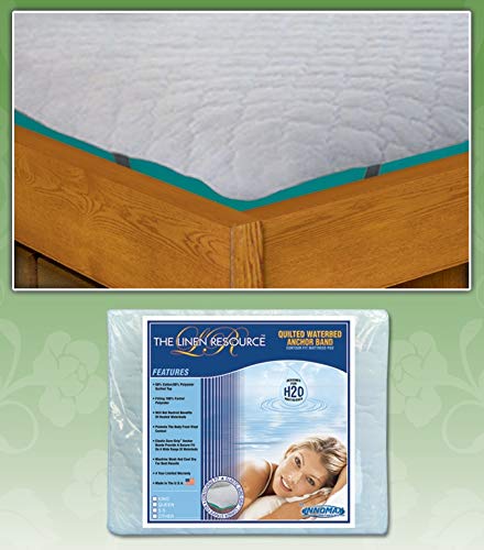 INNOMAX Micro Plush Waterbed Anchor Band Contour Fit Mattress Pad, Queen