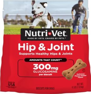 nutri-vet hip & joint biscuits for dogs | tasty dog glucosamine treat & dog joint supplement | large biscuit with 500mg glucosamine | 4 lb bag