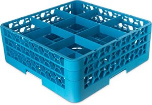 carlisle foodservice products rg9-214 opticlean 9 compartment glass rack with 2 extenders, 7.12", polypropylene, blue