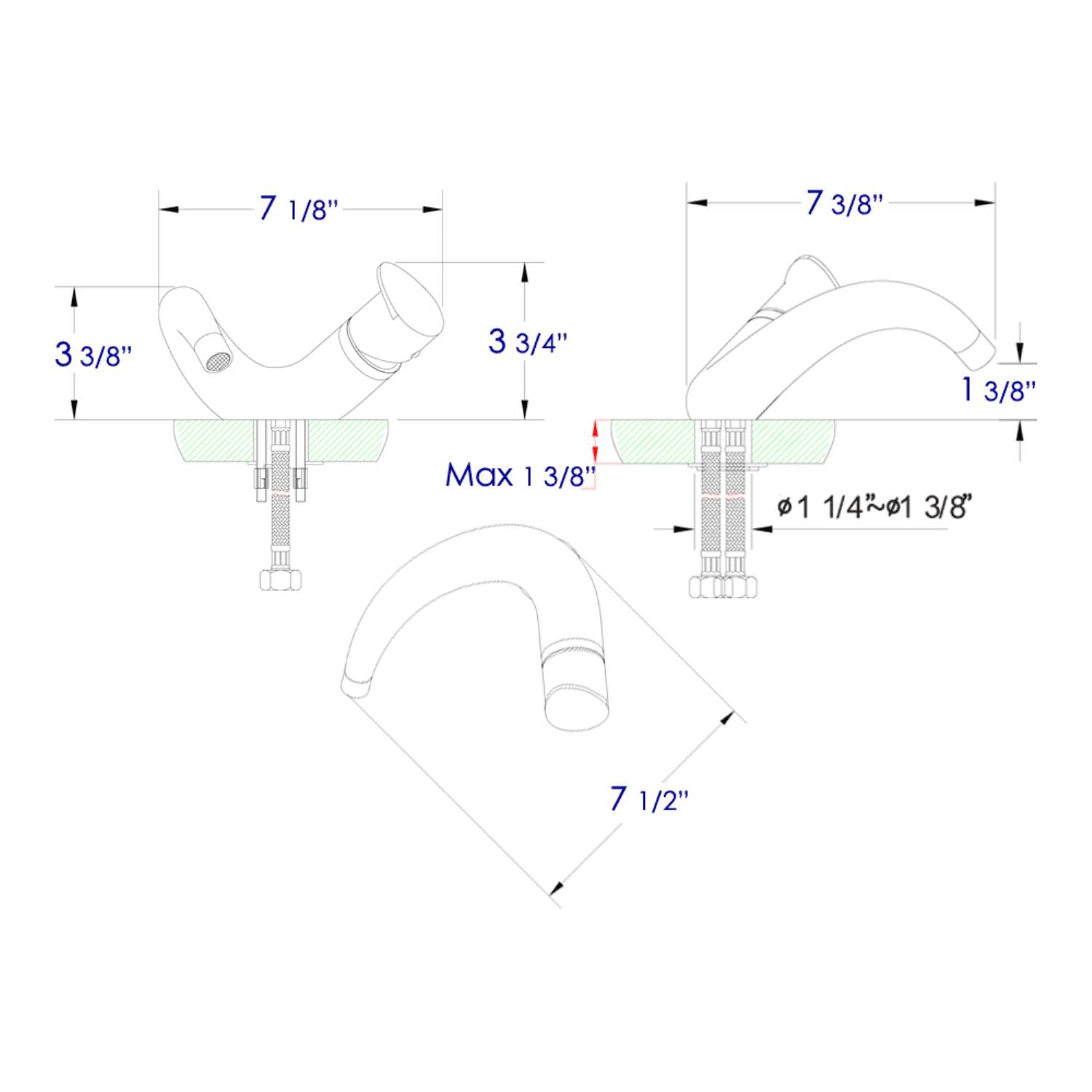 ALFI brand AB1572 Wave Single Lever Bathroom Faucet, Brushed Nickel