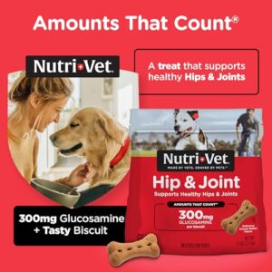 Nutri-Vet Hip & Joint Biscuits for Dogs | Tasty Dog Glucosamine Treat & Dog Joint Supplement | LARGE Biscuit with 500mg Glucosamine | 4 LB Bag