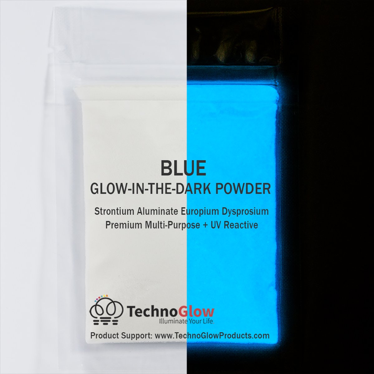 Glow in the Dark Powder, Natural Blue for Resin, Epoxy, Acrylics, Paint, Slime, Sealers - 50 Grams