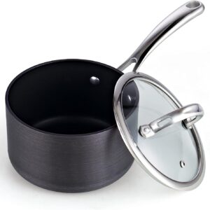 Cooks Standard 3-Quart Hard Anodized Nonstick Saucepan with Lid, Black,NC-00342