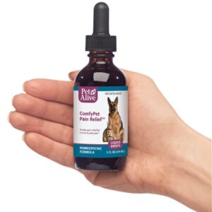 PetAlive ComfyPet Pain Relief - Natural Homeopathic Formula for Minor Aches and Pains in Dogs and Cats - Temporarily Reduces Minor Discomfort in The Muscles and Joints - 59 mL