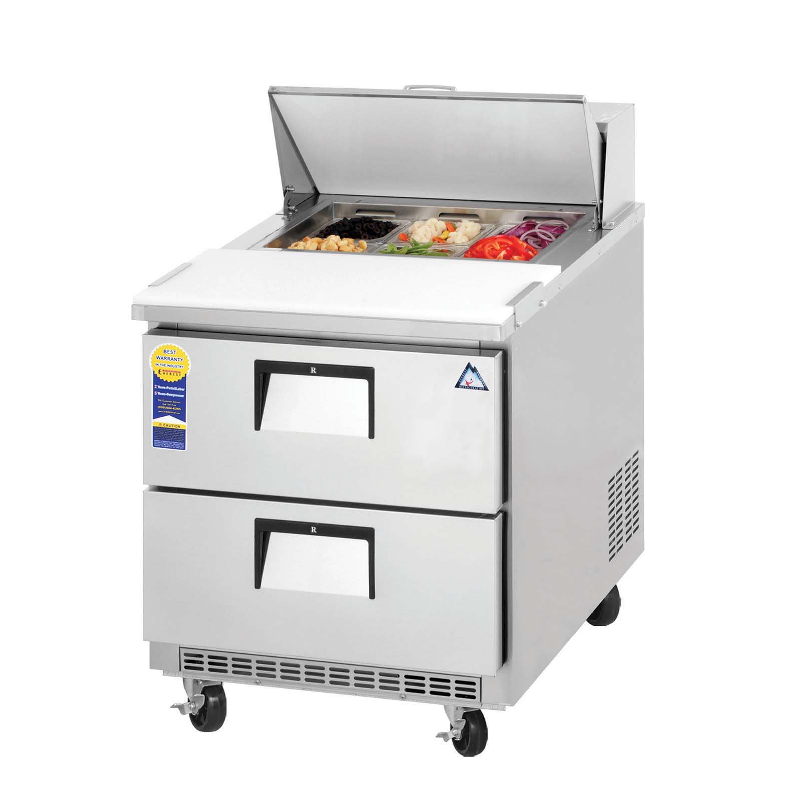 Everest Refrigeration EPBNR1-D2 Open Top Prep Table 8 Pans, 115v, NSF - 8 cu. ft.