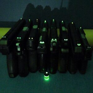 Glow-On Green, Green Day Color and Green Night Glow, Gun Night Sights Paint. Small 2.3 ml vial. Concentrated, Bright, Long Lasting Glow.