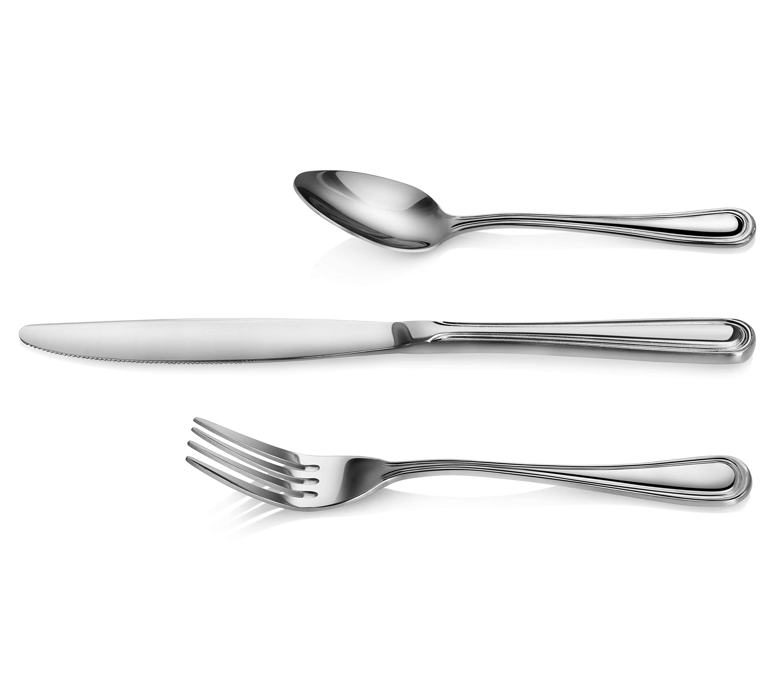 New Star Foodservice 58864 Slimline Pattern, 18/0 Stainless Steel, 36-Piece Flatware Set