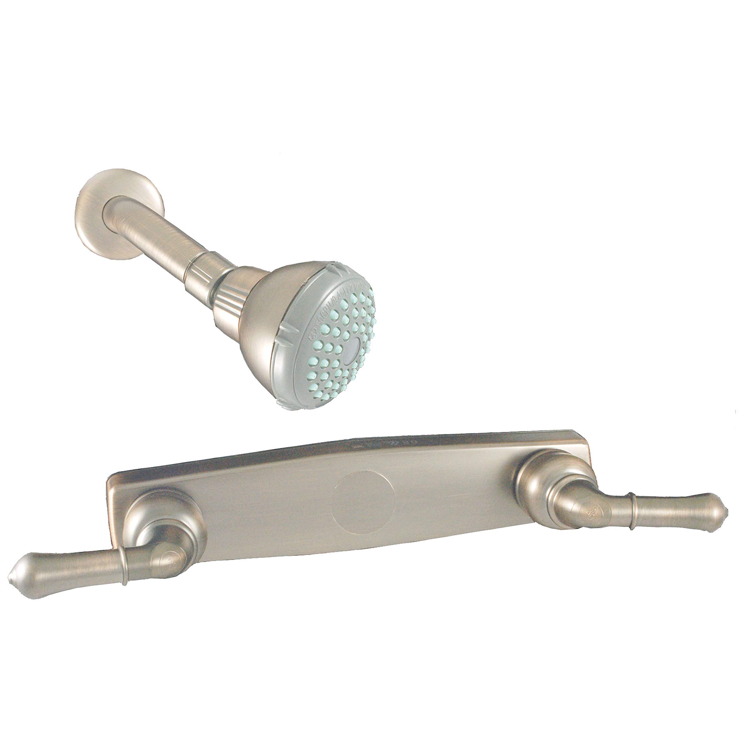 Empire Brass Company -YNN59N RV Tub/Shower Diverter with Teapot Handles and Shower Head - 8', Brushed Nickel