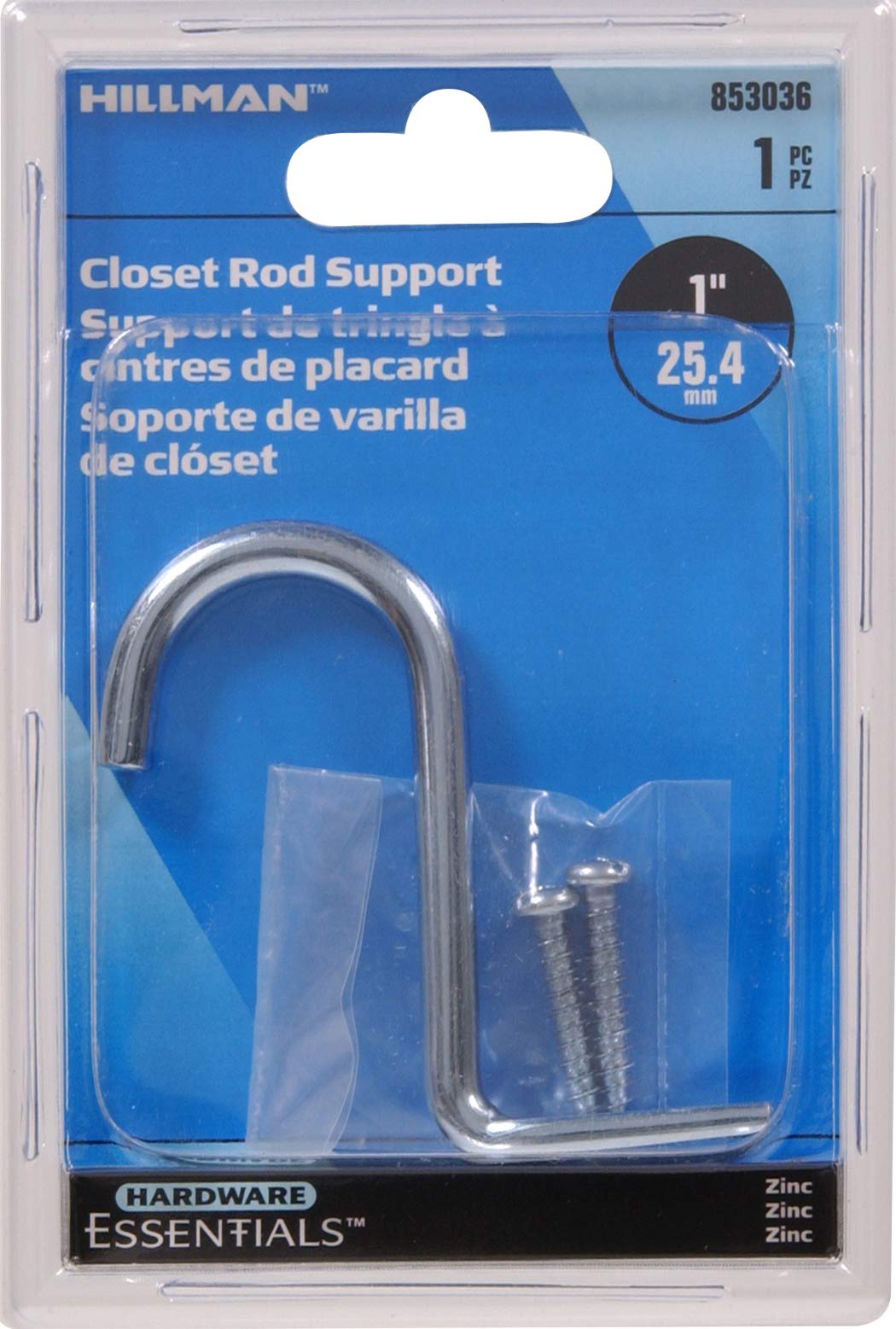 HillmanHillman 853036 1" Closet Rod Center Support - Zinc Plated 1-Pack